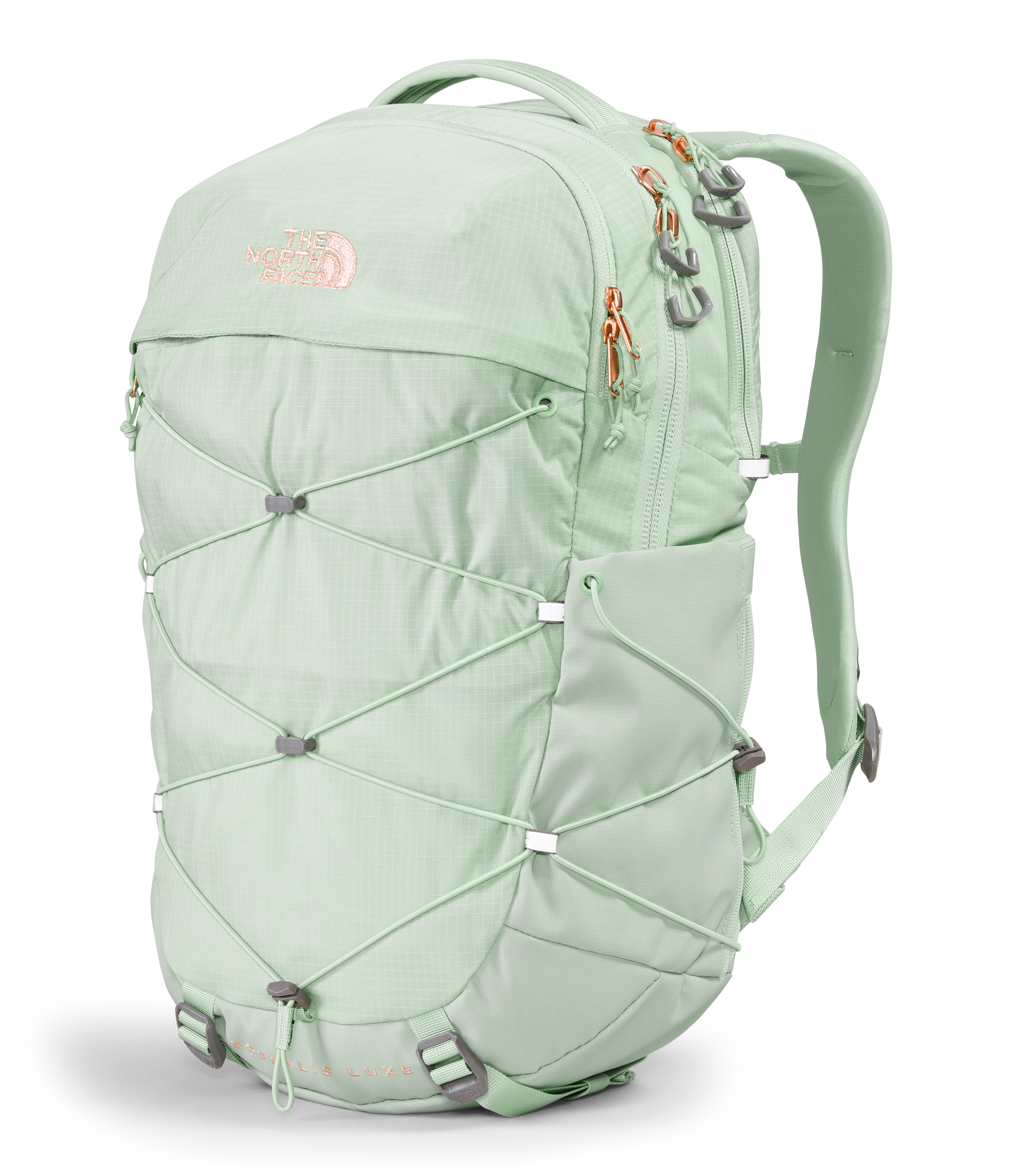 The North Face Women s Borealis Luxe Backpack Misty Sage Burnt Coral Metallic