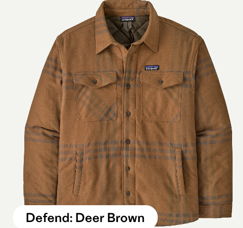 PATAGONIA MENS LIGHTWEIGHT INSULATED FJORD FLANNEL SHIRT