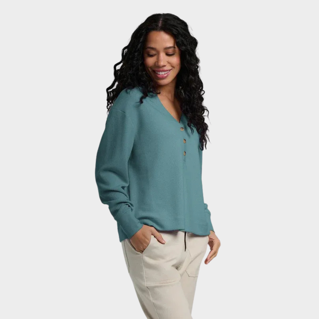 Women's Waffle Long Sleeve Henley